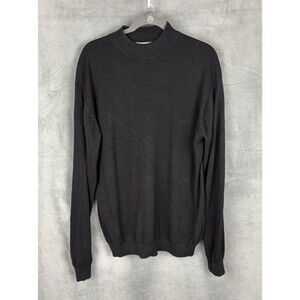 Pronto Uomo Sweater Mens XL Black Silk Cotton Blend Mock Neck Lightweigt